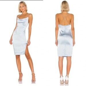 Superdown Women's‎ Blue Satin Cowl Neck Criss Cross Back Party Cocktail Dress